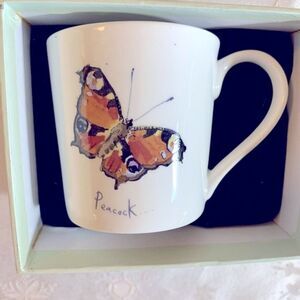 Madeleine Floyd Cup Bone China 3.5”  ‘Peacock Butterflies’ New in Box England